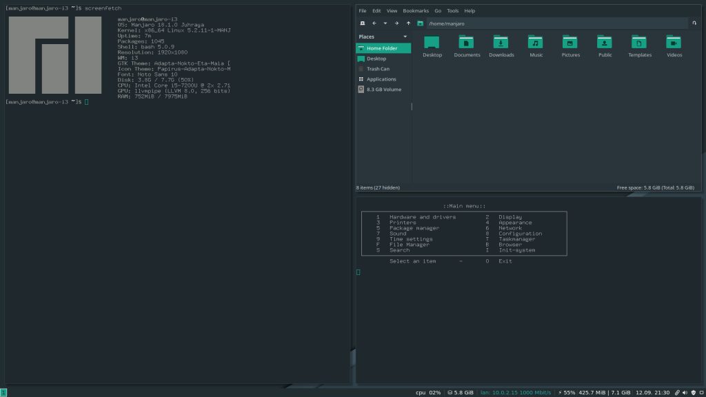 Telepítés közben a Manjaro Linux lehetőséget ad az asztali környezet kiválasztására